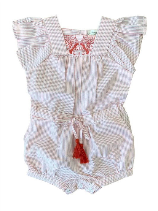 Copenhagen Delights - Girls' Stripe Embroidered Romper