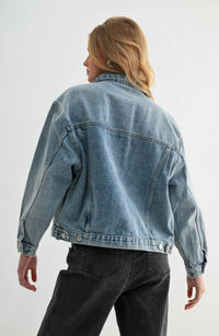Jemina Relaxed Denim Jacket in light wash - women's jacket - detail view