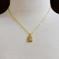 Ellison+Young Women's Pavé Bling Bear Pendant Necklace in gold - women's jewelry - detail view
