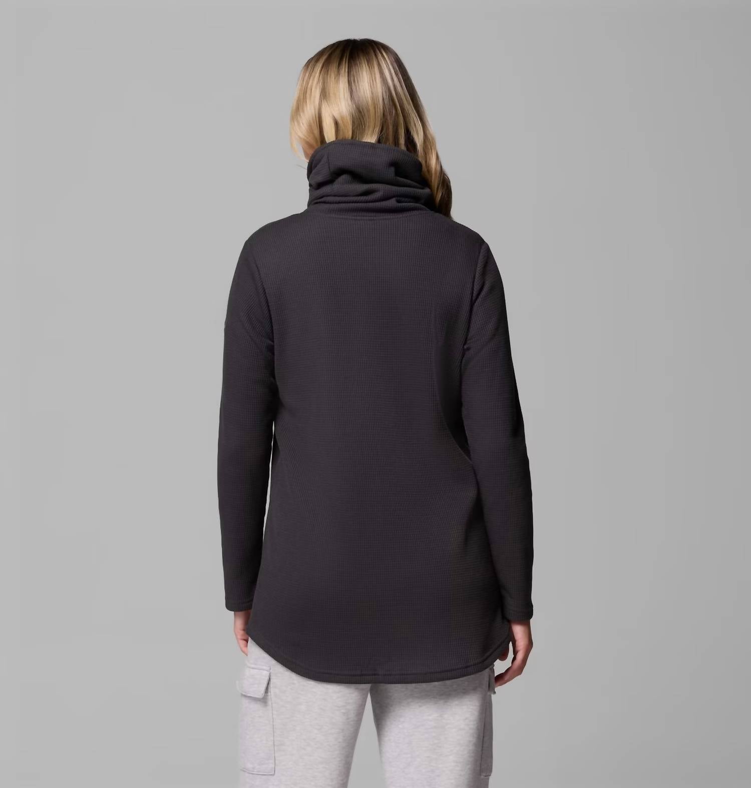Columbia Holly Waffle Cowl Neck Pullover Sweater in shark - women's sweater - detail view