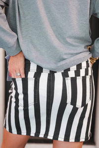 Jess Lea Nova Striped Denim Skort in black white - women's shorts - view 4