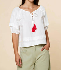 Lalavon - Tassel Tie Blouse