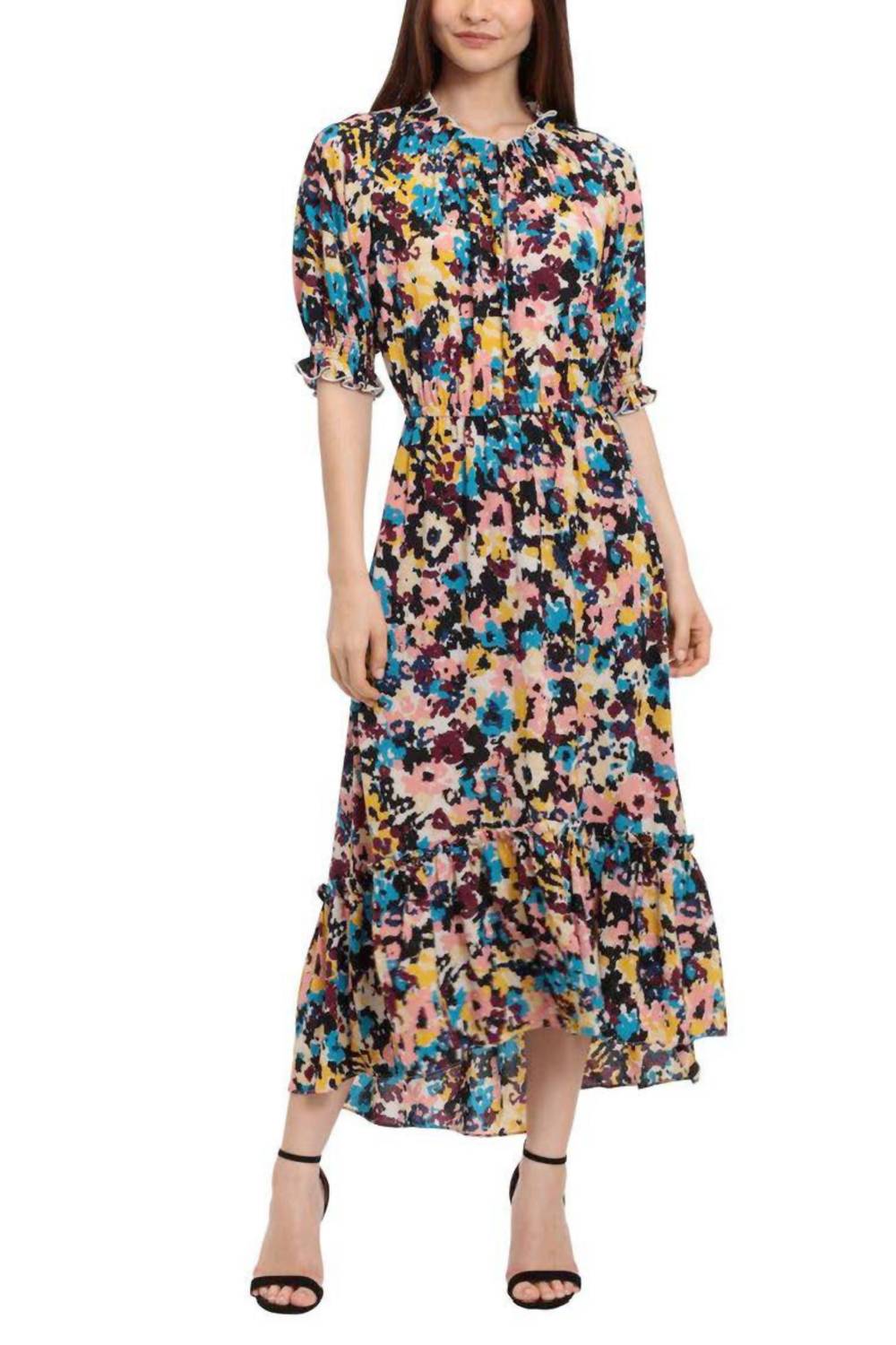 Donna Morgan - Short-sleeve Abstract Midi Dress