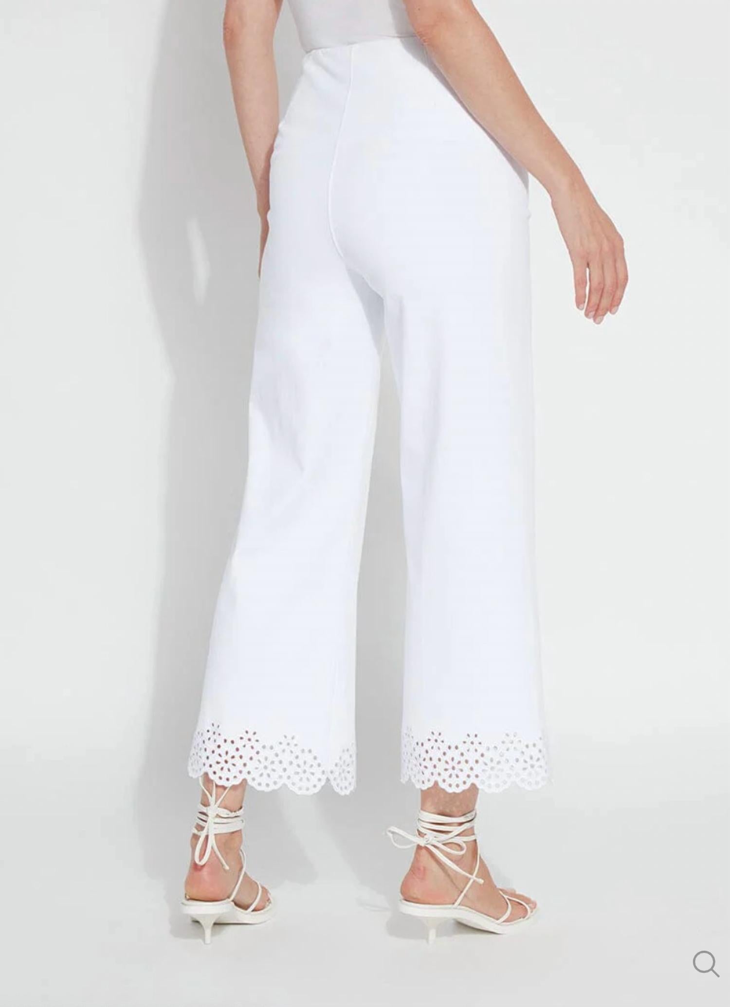 Lysse - Eyelet Embroidered Wide Leg Crop Pants