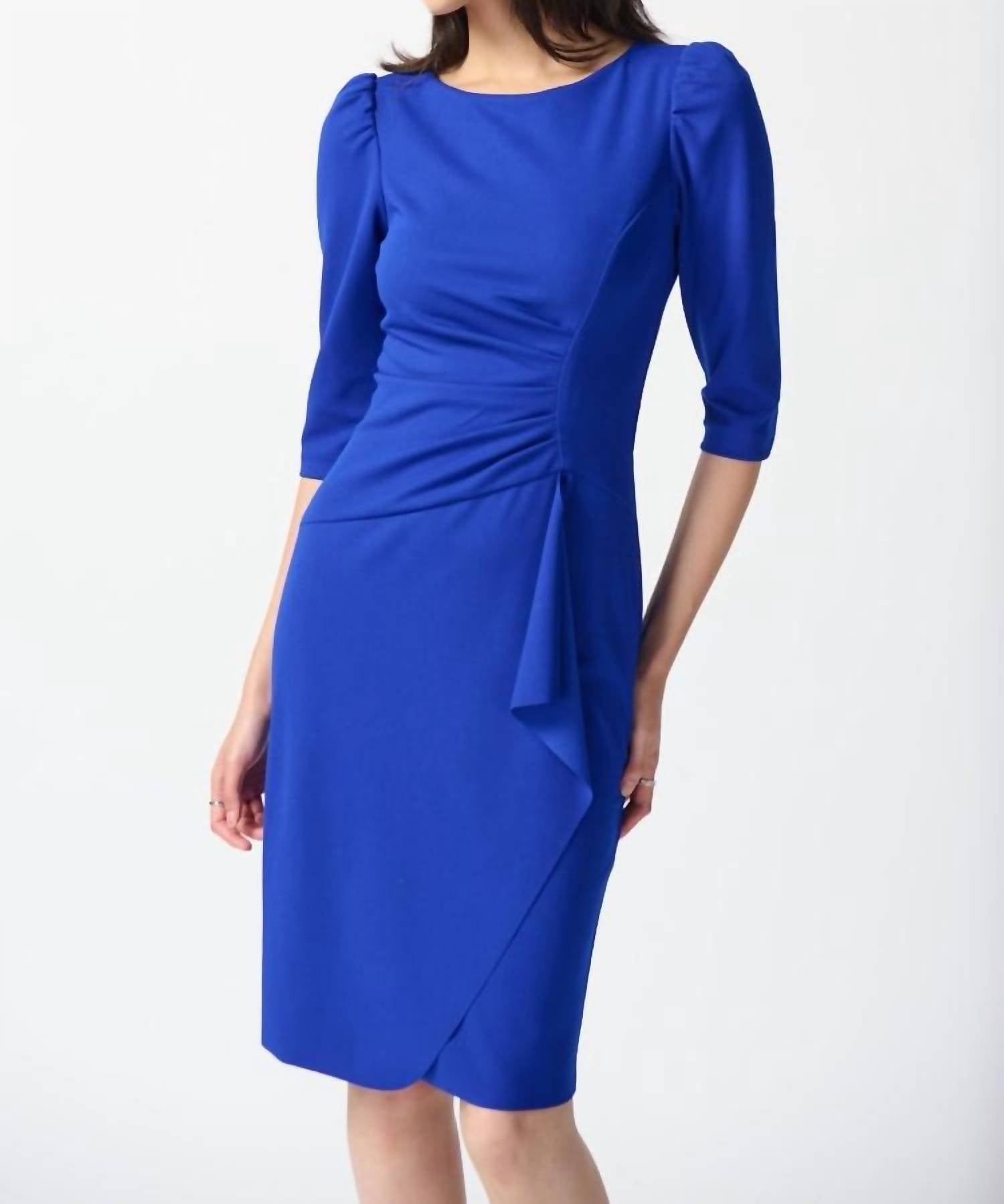 Joseph Ribkoff - Scuba Crepe Boat Neckline Midi Sheath Dress