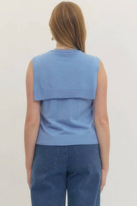 Entro - Sleeveless Sweater With Faux Wrap