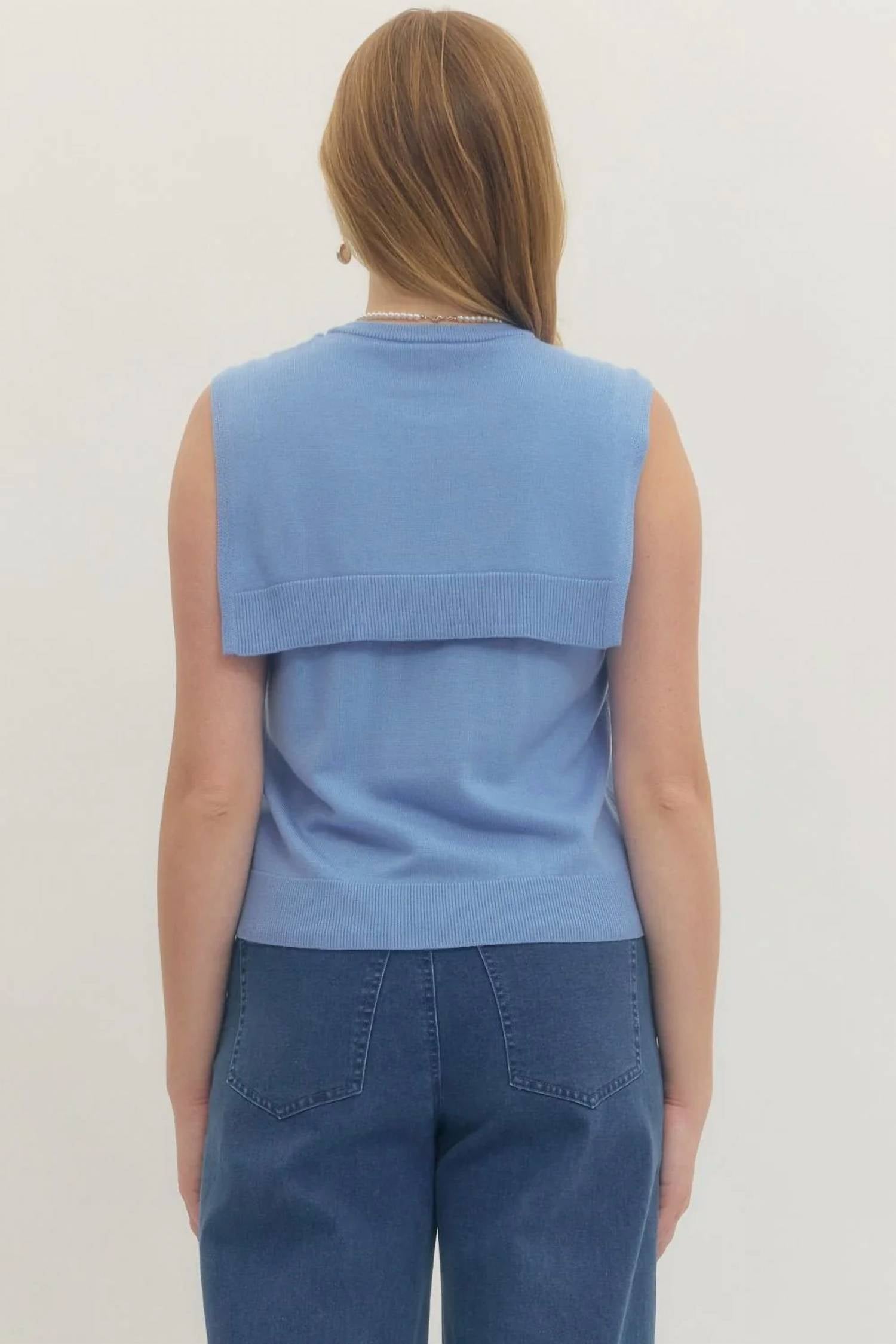 Entro - Sleeveless Sweater With Faux Wrap