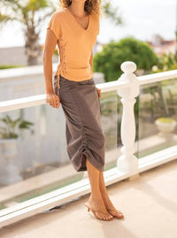 Xcvi - Bindi Poplin Side-cinch Midi Skirt