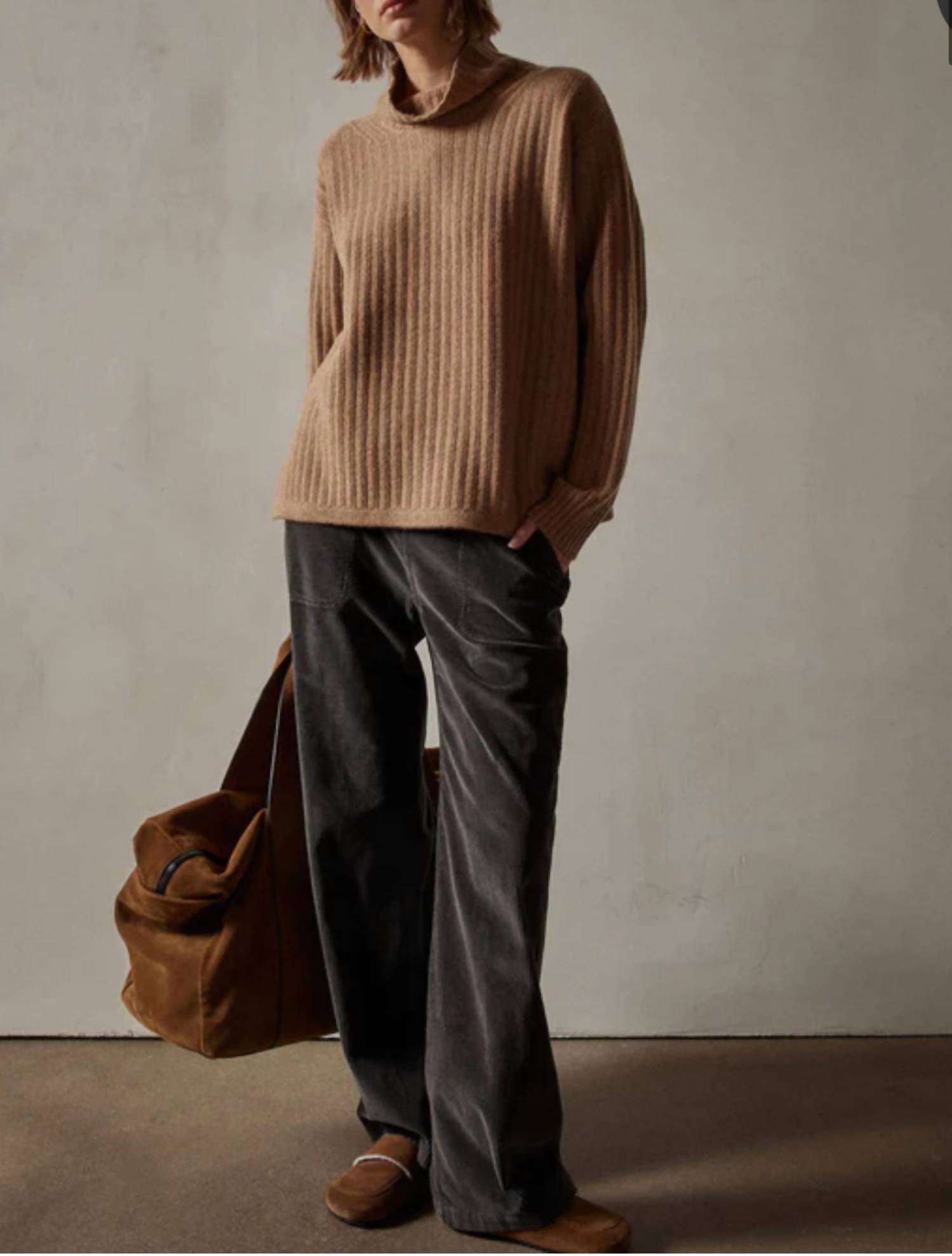 James Perse - Cashmere Rib Funnel Neck Top