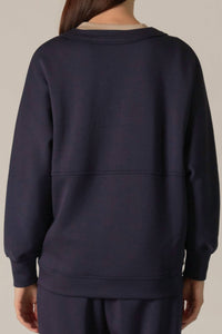 P.CILL Pearl Button Cardigan in navy - women's cardigan - detail view