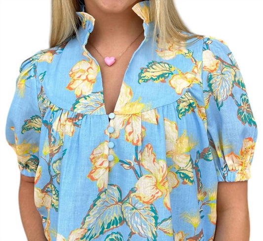 Jade - Golden Lillies Yoke Button Top