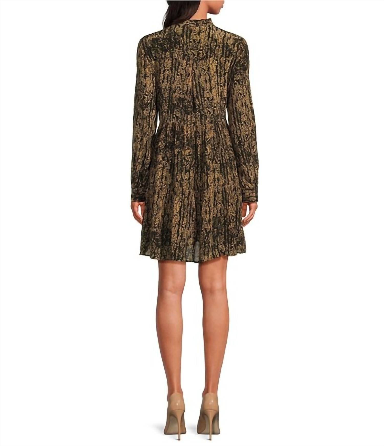 Elan - Long Sleeve Baby Doll Dress With Tie