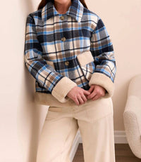 Tribal - Plaid Jacket With Sherpa Trim And Lining