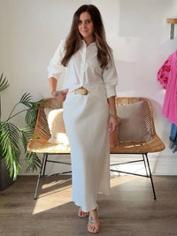 Current Air - Steph Linen Belted Midi Skirt