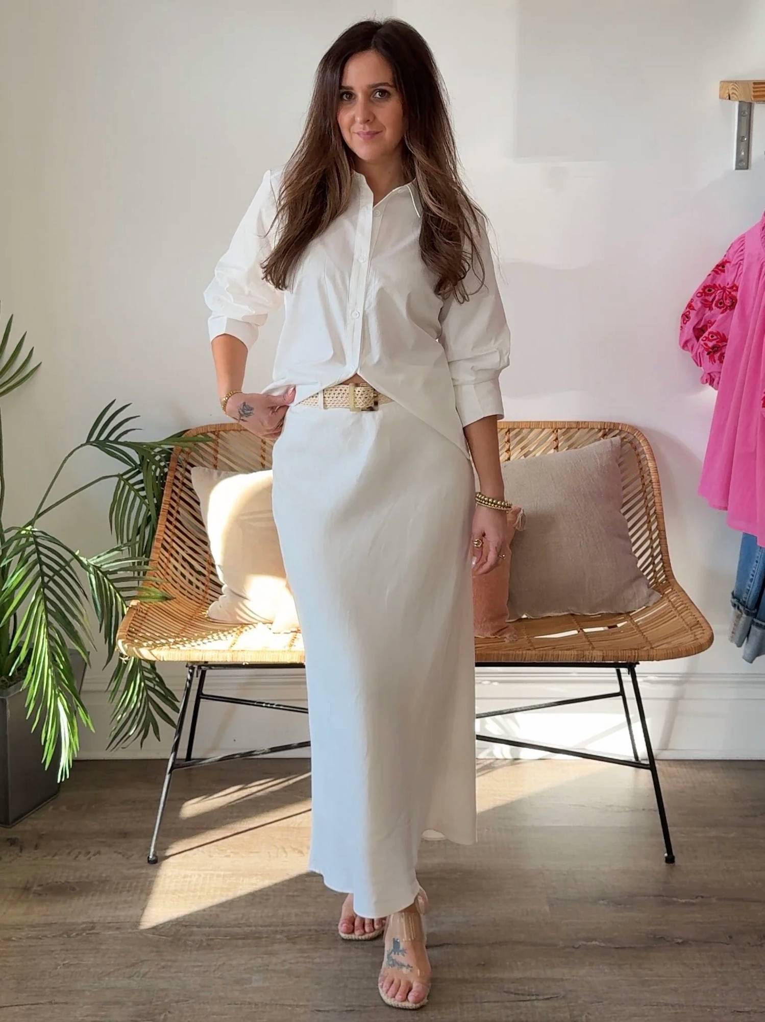 Current Air - Steph Linen Belted Midi Skirt