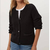 Michael Stars Kaden Tape Yarn Cardigan in black - women's cardigan
