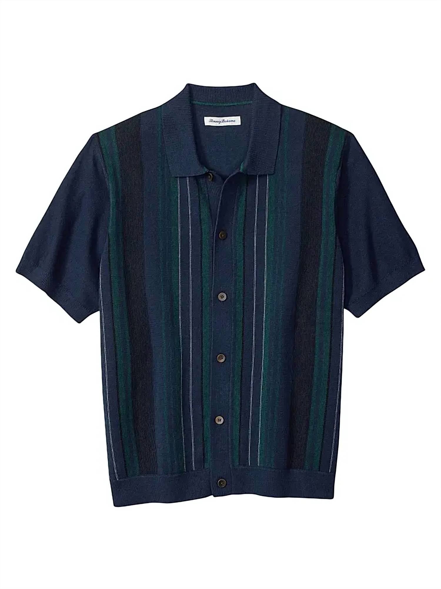 TOMMY BAHAMA Men's Palmarito Knit Button Front Polo Shirt in coastline - men's shirt