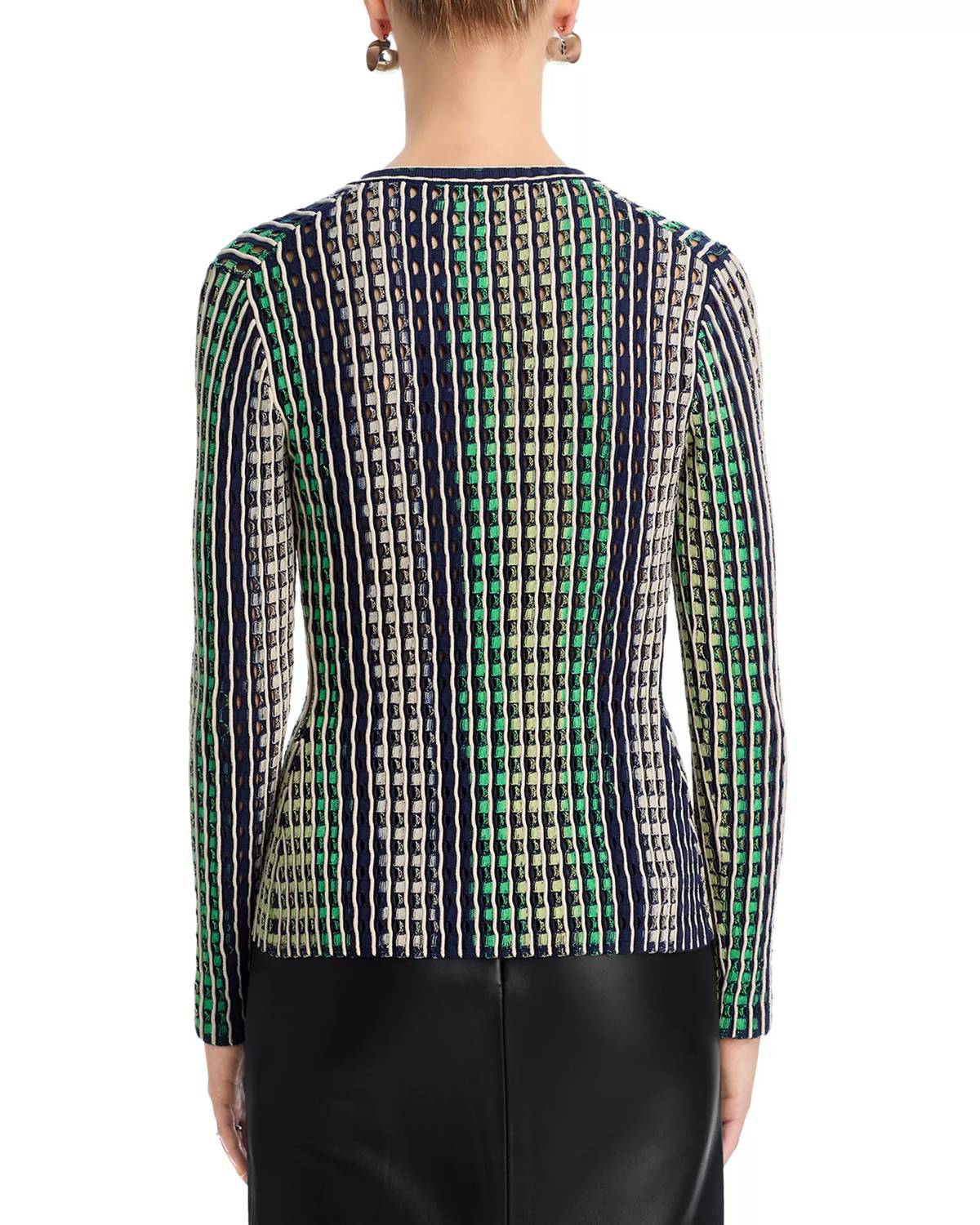 SIMKHAI Mabel Eyelet Knit Cardigan in midnight multi - women's cardigan - detail view