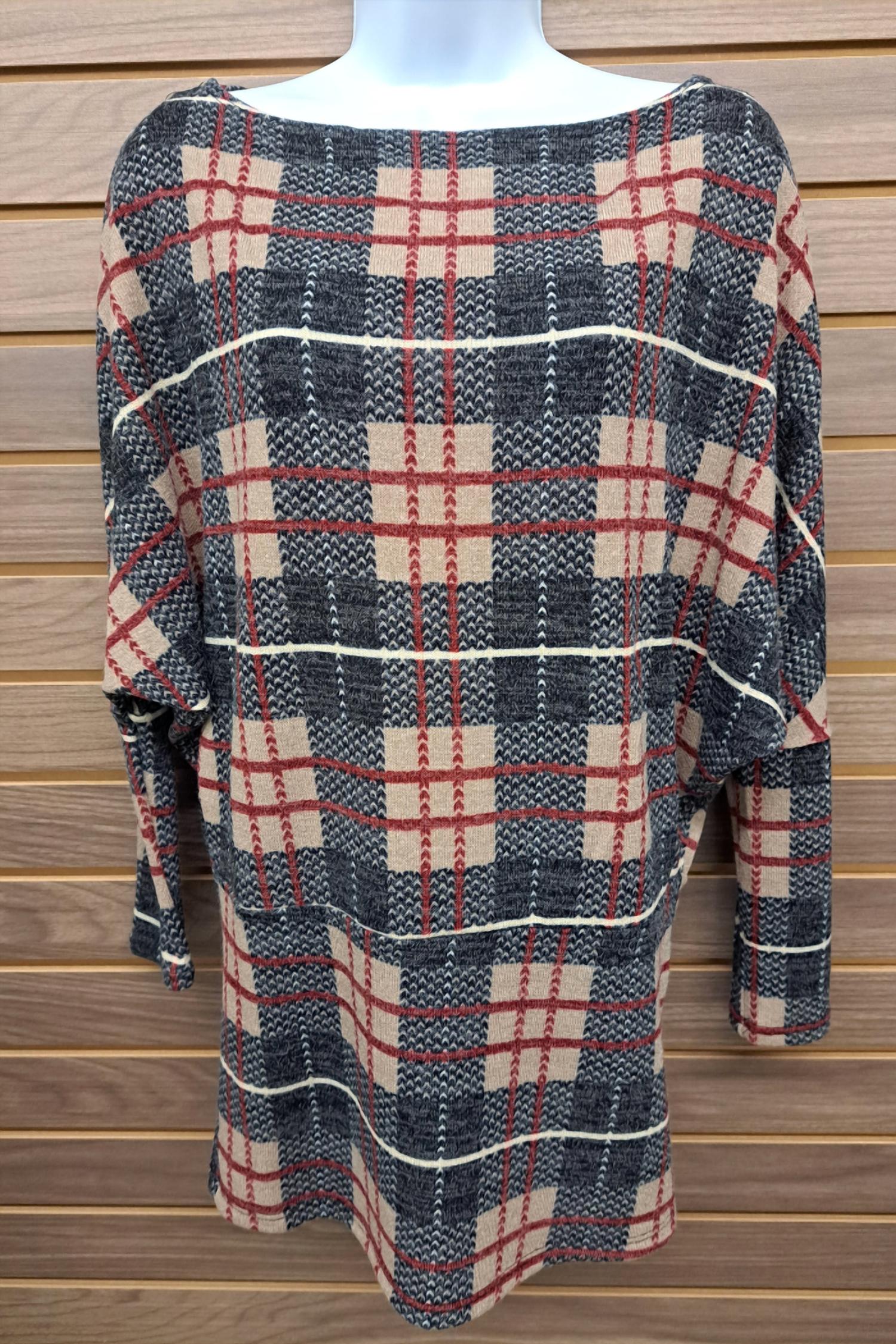 First Love - Women's Loose Fit Plaid Long Sleeve Top