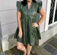 Entro - V-neck Short Sleeve Tiered Midi Dress