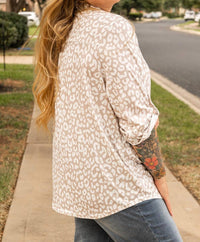 Dear Lover - Apricot Leopard Vneck Plus Size Top