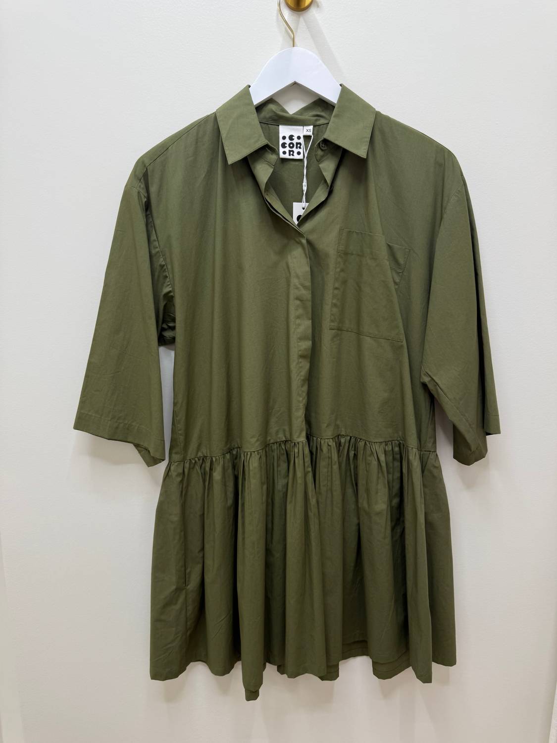 COREY LYNN CALTER Women's Shirt Dress in olive - women's dress
