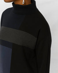 J'Envie/Eli Women's Zurich Colorblock Sweater in indigo black - women's sweater - detail view
