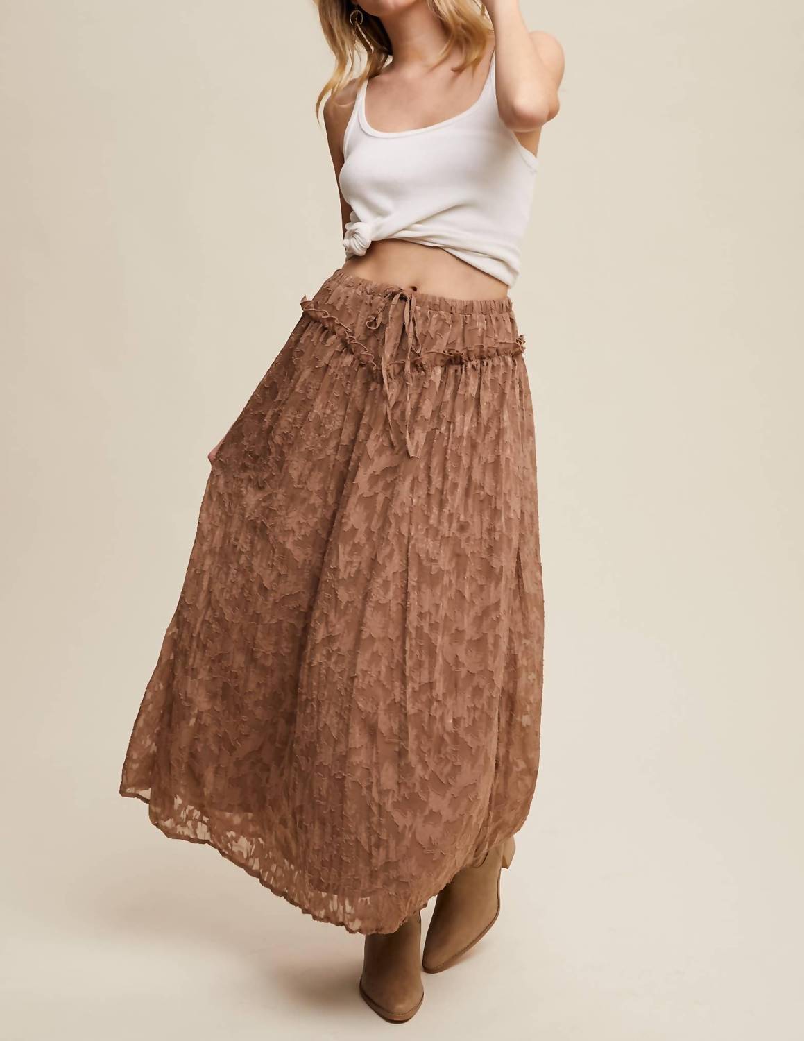Listicle - Floral Textured Maxi Skirt