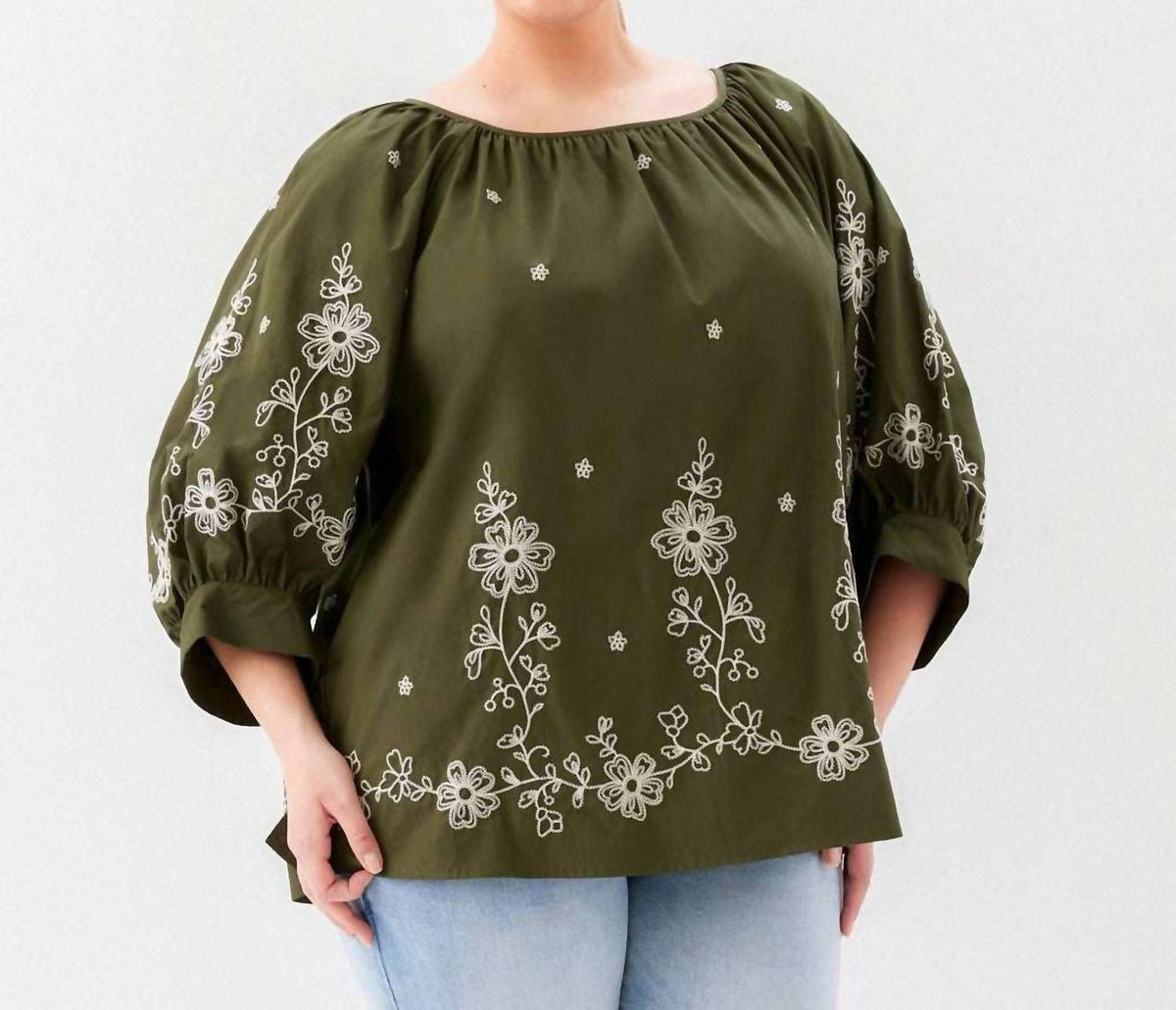 Karen Kane - Embroidered Blouson Sleeve Top