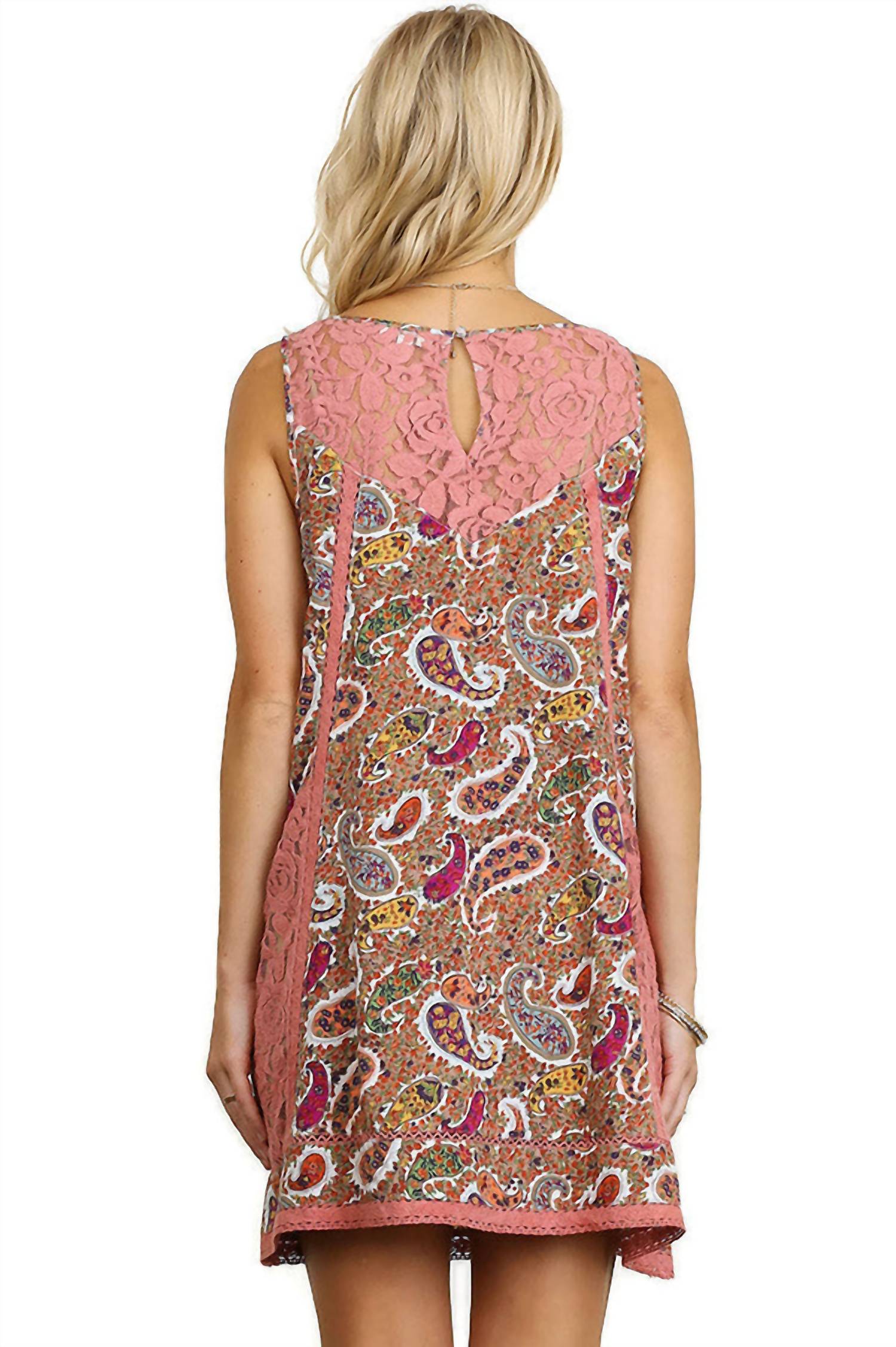Umgee - Paisley & Lace Sleeveless Dress