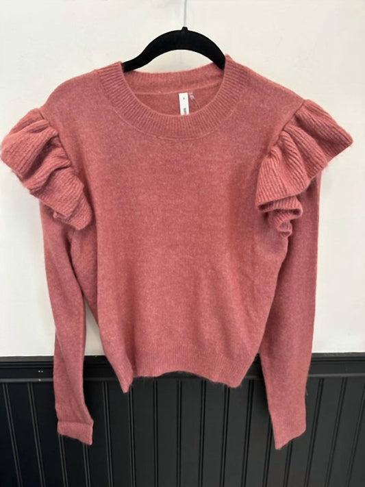 Glam - Women's Rosey Ruffle Sweater