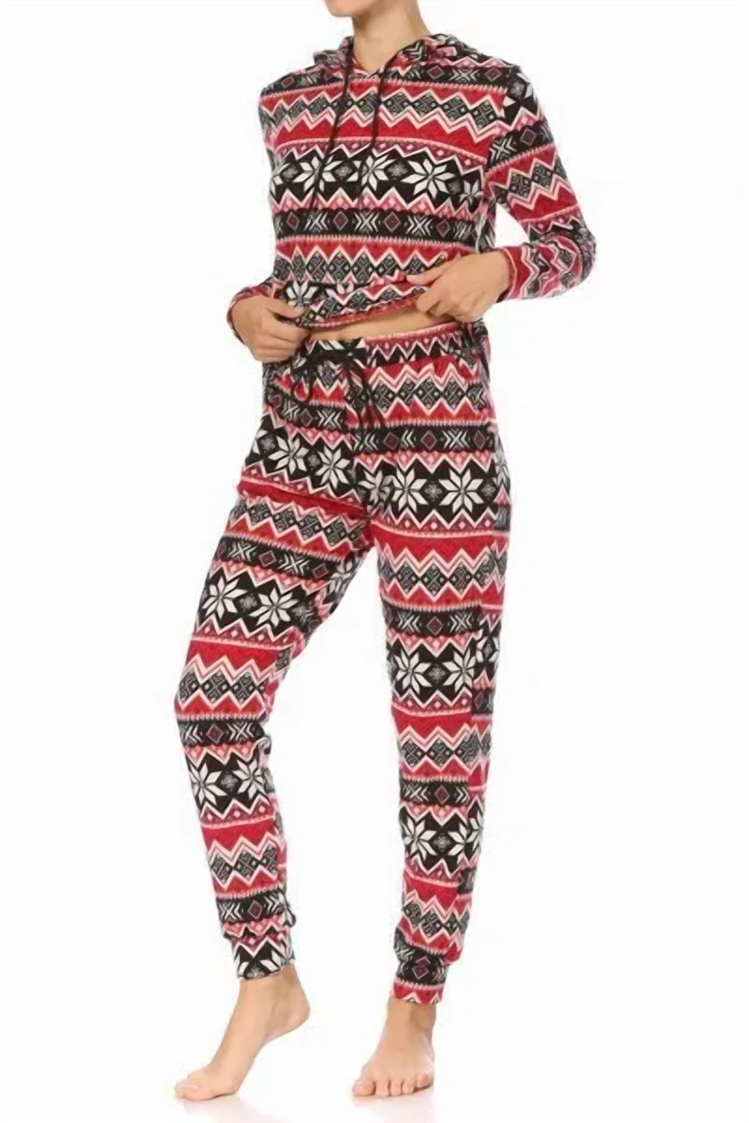 Shosho - Holiday Hooded Lounge Set Pajamas