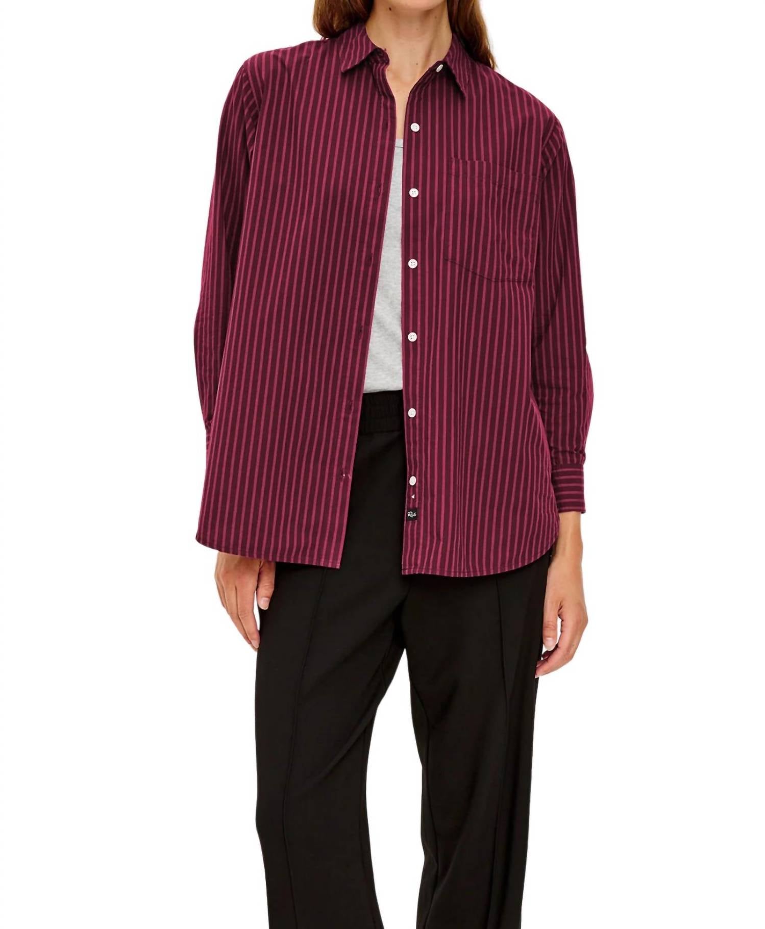 Rails Elsa Shirt in mulberry stripe - women's shirt