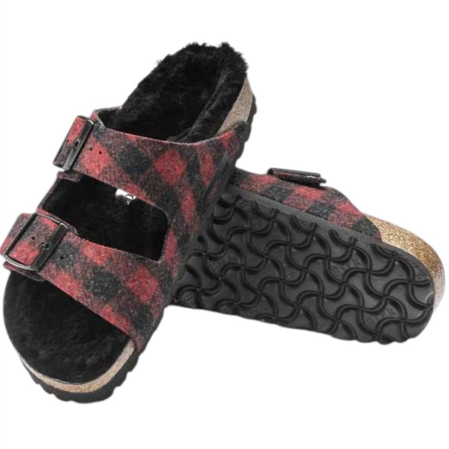 BIRKENSTOCK Women's Arizona Rivet Plaid Sandals in red black - women's sandal - view 5