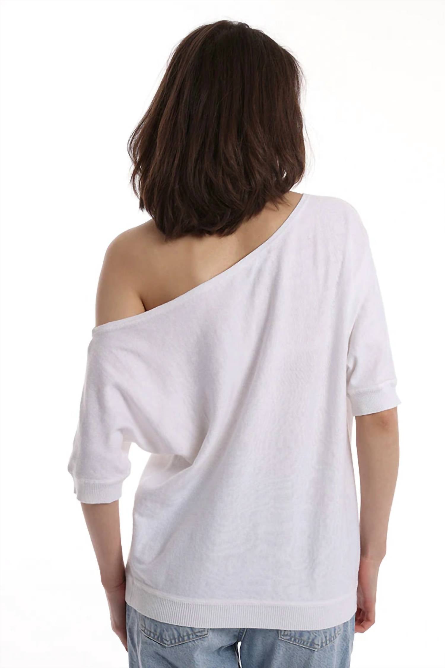 Minnie Rose - Cotton Cashmere Short Sleeve Off-the-shoulder Top