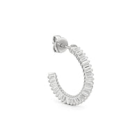 Allyanna Gifts - Women's Inside Out Baguette Cubic Zirconia Oval Open Hoop Earrings