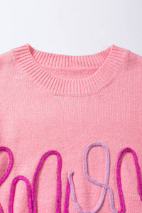 Threaded Pear - Maxine Mom Tinsel Front Short Sleeve Sweater