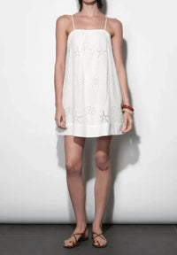 Greylin - Daisy Embroidered Popover Mini Dress