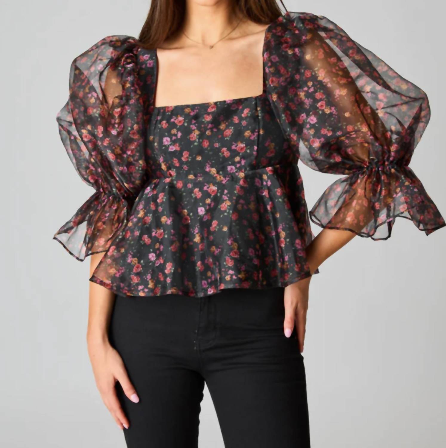 BUDDYLOVE Pammie Floral Fantasy Top in black pink - women's blouse