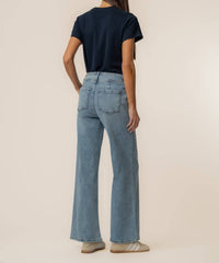 KUT FROM THE KLOTH Meg High Rise Wide Leg Jeans in zenith with medium base wash - women's jeans - detail view