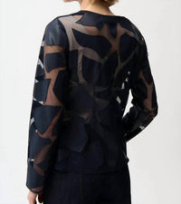 Joseph Ribkoff - Faux Leather And Mesh Jacket