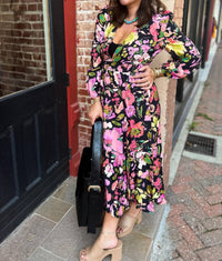Meet Me In Santorini - Midnight Garden Maxi Dress