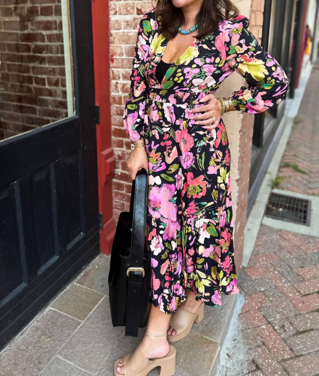 Meet Me In Santorini - Midnight Garden Maxi Dress