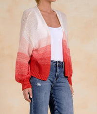 ELAN Women's Minnie Cardigan in red ombre - women's cardigan - alternate view