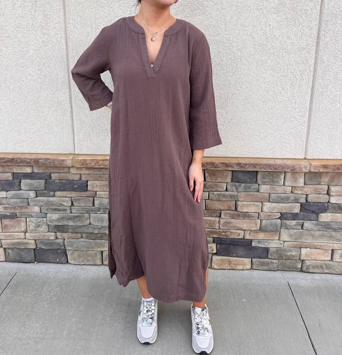 Bobi - Raw Edge Caftan Dress