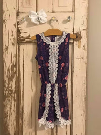 Pete + Lucy - Girls Lace Trim Romper