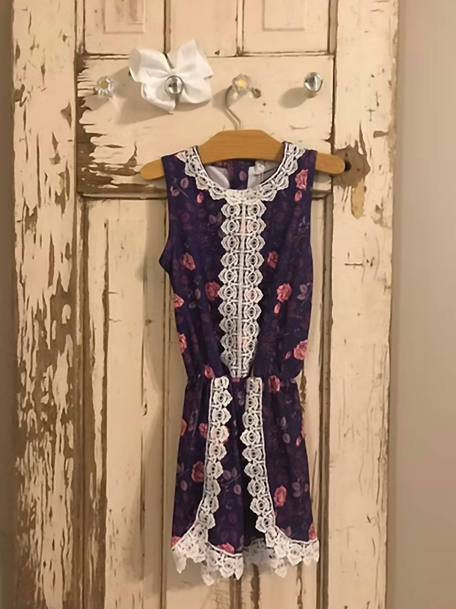 Pete + Lucy - Girls Lace Trim Romper