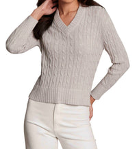 Alashan Cashmere - Hazel Lurex Cable V Neck Sweater