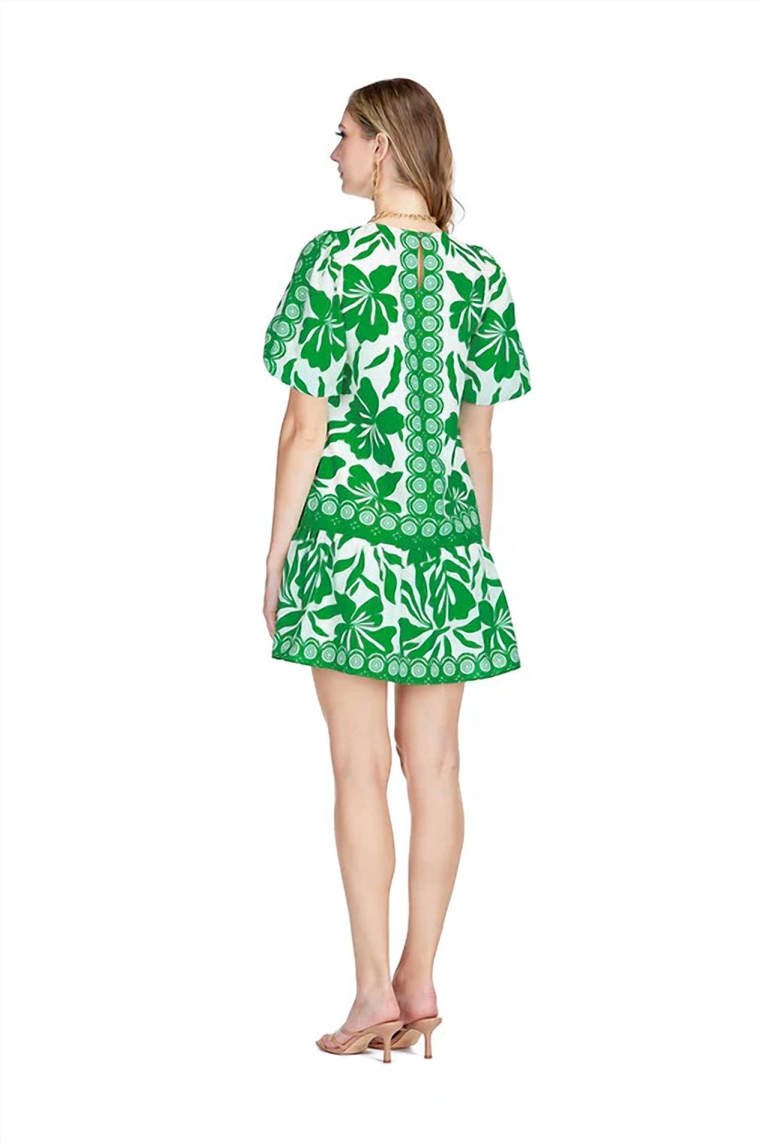 Jade - Puffed sleeve flounce dress