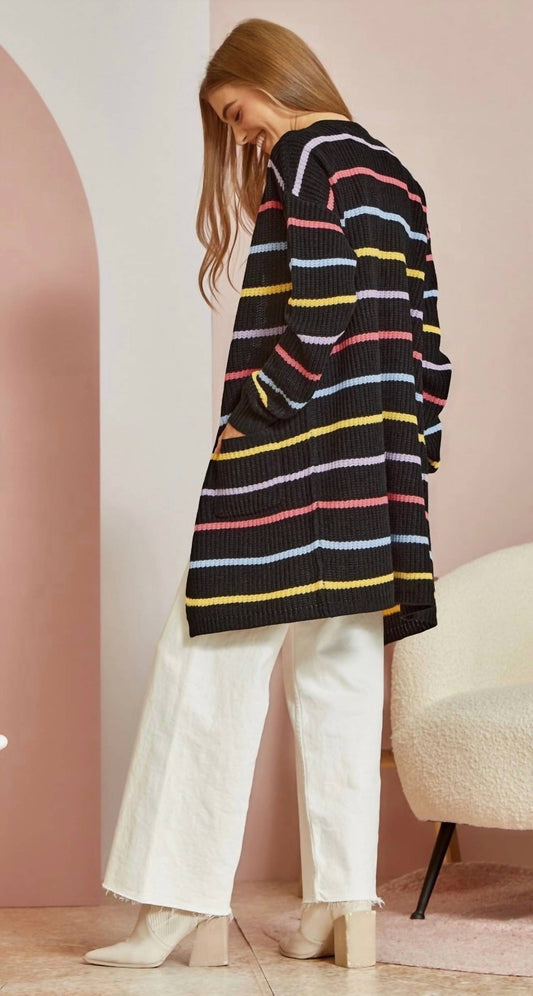 Andree By Unit - Open Front Stripe Cardigan